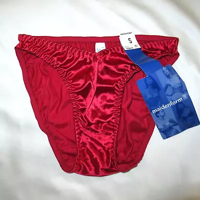 VTG NWT Maidenform Satin Stretch Panties Shiny Lycra Nylon Size S RED V-bikini • $44.99