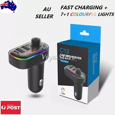 Bluetooth 5.0 Radio Car Kit Wireless FM Transmitter USB Charger MP3 Player • $14.99