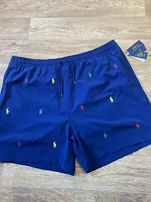 3xb Ralph Lauren Swimming Shorts Nwt Navy Multi Horses  • £23