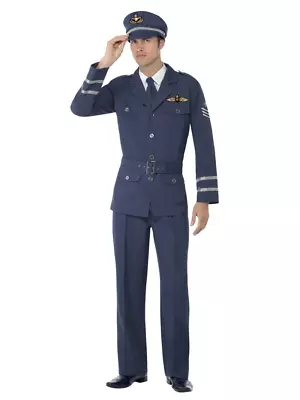 WW2 Air Force Captain Hero Military Pilot 1940's Suit Fancy Dress Costume • $88.95