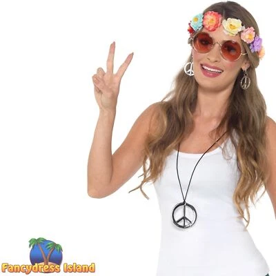 £13.99 • Buy Smiffys 1960s 60's Hippie Hippy Headband & Jewellery Adults Fancy Dress