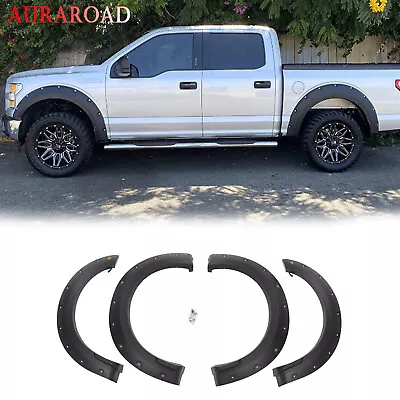 Fits 2015-2018 Ford F150 Textured Black Pocket Bolt/Rivet Wheel Fender Flares • $119.99