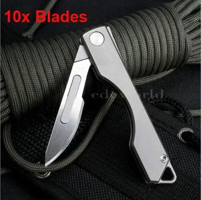 TC4 Titanium Keychain Utility Knife Scalpel Blade Outdoor Folding Knife EDC Tool • $16.46