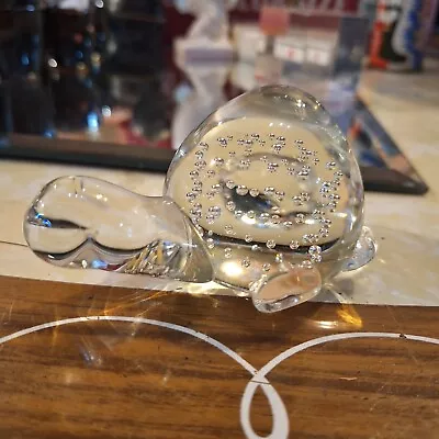 Clear Glass Turtle Bullicante Controlled Bubbles Murano-Style Paperweight  • $18