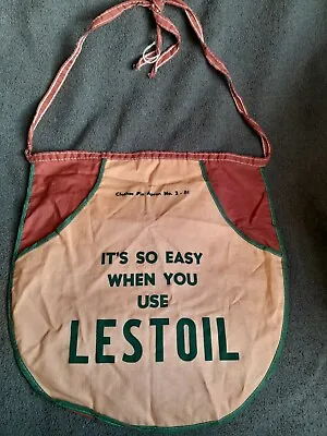 Vintage 1950s Lestoil Oil & Gas Advertising Clothes Pin Nail Apron VG • $29