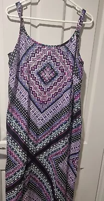 Millers Wow Rayon Maxi Dress Purple Geo Print Resort Luxe Size 16 Brand New • $35