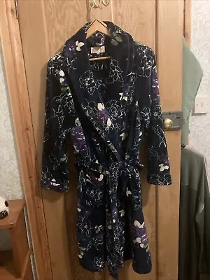 Ladies Navy  Floral TU Dressing Gown. Size Large Knee Length • £9.99