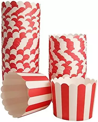 50-Pack Muffin Cups Baking Paper Cup Cupcake Muffins Liners Red And White Stripe • $14.82