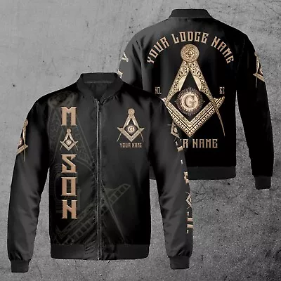 Customize Name Lodge Name A.F. & A.M. Masonic Freemason Bomber Jacket S-5XL • $44.59