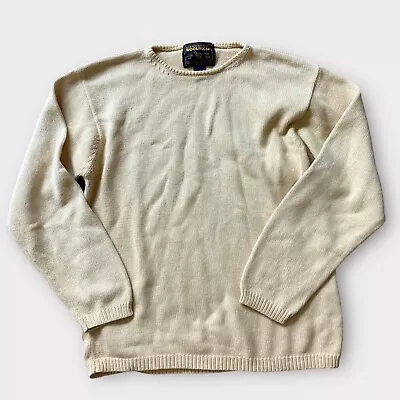 WOMENS VINTAGE WOOLRICH SWEATER - Butter Yellow Medium Cotton Knit GUC • $19.99