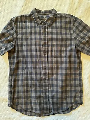 Outerknown Men's Size L Nomadic Short Sleeve Shirt Shadow Box Plaid Cotton/Linen • $19