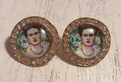 Frida Kahlo Mexican Artist Rhinestone Stud 1  Earrings Jewelry NEW  • $14.87