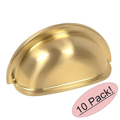 $29.23 • Buy *10 Pack* Cosmas Cabinet Hardware Brushed Brass Bin Cup Handle Pulls #4310BB