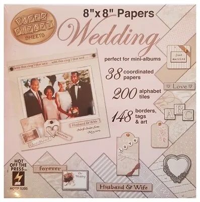 38 8x8  Coordinating PAPER 200 Letters 148 Borders SCRAPBOOK Card Making WEDDING • £10.99