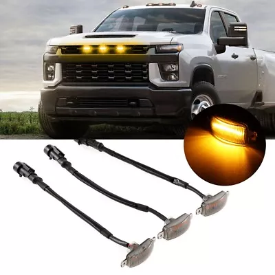 3x Amber LED Grille Lights Raptor Style Smoked Lens For Dodge Ram 1500 2500 3500 • $15.99