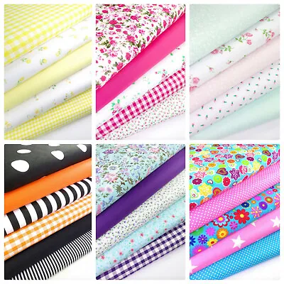 Fabric Bundles Fat Quarters Polycotton Material Florals Gingham Spots Craft • £7.99