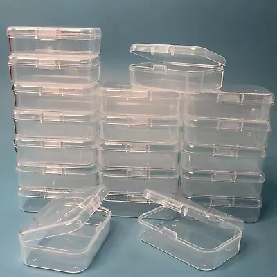 20 Pcs Mini Storage Containers Small Rectangle Plastic Clear 2.5 X 1.8 X 0.8 In • $16