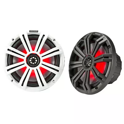 Kicker 45KM84L Marine 8  Coaxial 2 Way W/Led 150 W Charcoal + White Grill • $369