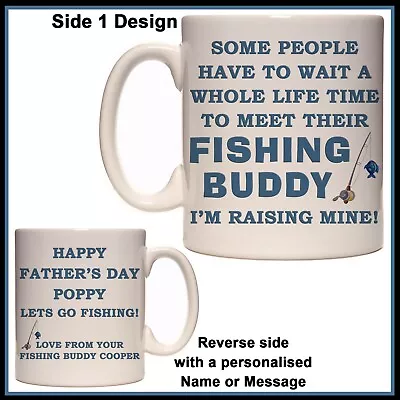 Personalised Fishing Buddy Mug - Fathers Day Or Birthday Gift - Poppy Grandpa • $20