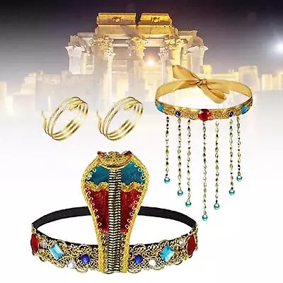 4Pcs Egyptian Costume Accessories Dress Up Jewelry Egyptian Headband Egypt Queen • £8.74