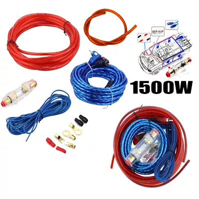 1500W 8GA Car Amplifier Wire Kit Audio Subwoofer Sub AMP RCA Power Cable UK • £6.37