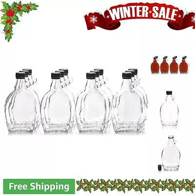 Glass Maple Syrup Bottles With Loop Handle & Black Tamper Evident Lids - 12oz... • $48.99