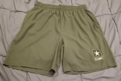 U.S. Army Shorts Mens Large Olive  Green W/ Logo Athletic Basketball Gym Workout • $13.99