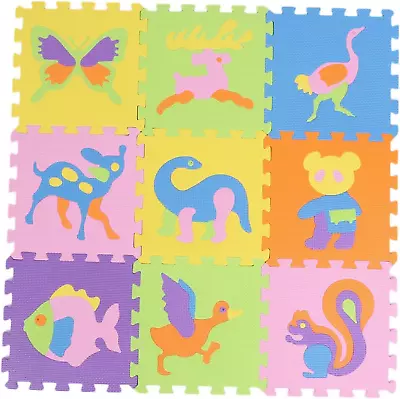 9Pcs Baby Play Crawling Mat Kid’s Floor Puzzle Mat Animal Patterns EVA Foam Soft • £16.99