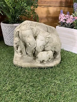 Stone Garden Thai Elephant Family Ganesh Indian Cute Ornament  • £20.99