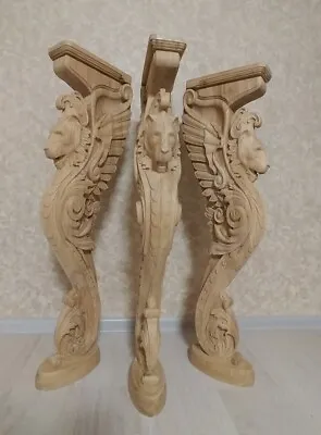 38  Wooden Stairs Baluster Newel Oak Carved  Gryphon Statue Decorative Element • $719.10