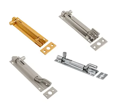 Necked Sliding L Cranked Chrome Brass Alu Door Bolt Shoot Security Gate Bathroom • £3.76