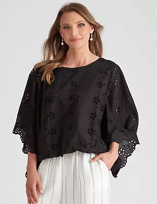 Liz Jordan - Womens Tops -  Broderie Kaftan Top • $12.33