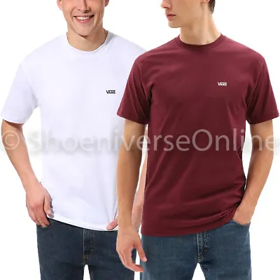 Mens Vans Left Chest Logo Tee Short Sleeve Crew Neck T-Shirt White Port Royale • £14.99