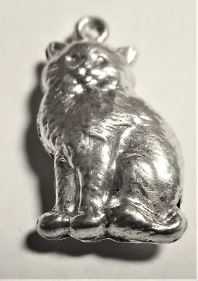 £10.15 • Buy Silver Vintage Charm Bracelet Charm   Puffed Cute Cat