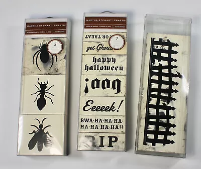 3 Martha Stewart Halloween Rubber Stamp Sets Insects Fence Spooky Phrases • $21