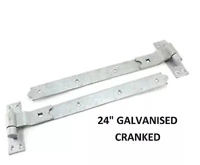 24  GALVANISED Cranked Hook And Band Gate Hinges Heavy Duty SINGLE & PAIRS D19 • £13.59