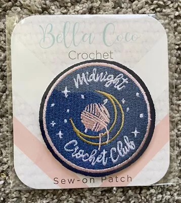Midnight Crotchet Club Sew On Patch Moon Needle Yarn Blue Girls Craft Bella Coco • $6
