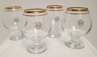 Vintage Pasabahce Gold Rim Art Glass Brandy Snifters Cognac NEW Original  Four • $50