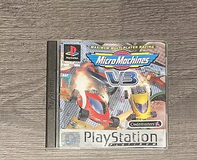 Micro Machines V3 Platinum Sony Playstation PS1 Game PAL Compete With Manual VGC • £7