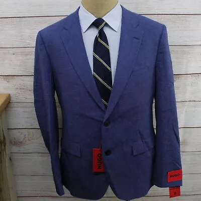 New 40R Hugo Boss Modern Fit Blue Check Wool Super Flex Dual Flex Suit AP4 • $199.99