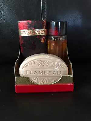 Vintage Perfume Set Faberge Flambeau Trip-let 1 Oz Cologne2 Oz Powder &soap • $34.99