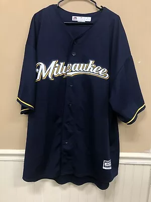 Milwaukee Majestic Baseball Jersey Timmer 13 Blue Size 4X • $53.99