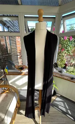 Black Full Length Open Waistcoat With Back Reveal One Size • £8