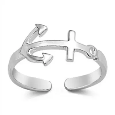 Sterling Silver Toe Ring 925 Nautical Anchor Adjustable Toe Jewelry US Seller • $12