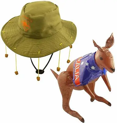 £4.45 • Buy Australian Outback Fancy Dress Costume Set Steve Irwin Party Hat Skippy Kangaroo