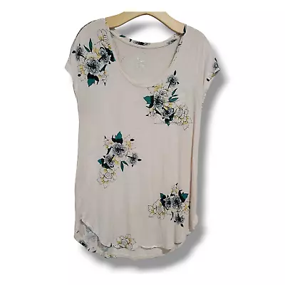 Maurices Women's Cream 24/7 Scoop Neck Floral Dolman Short Sleeves Tee - Small • $6.99