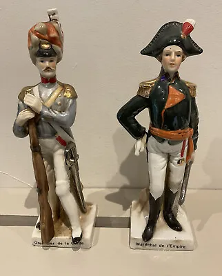 Pair Vintage  Porcelain Military French Officers  Figures 9 Inch • £17.99