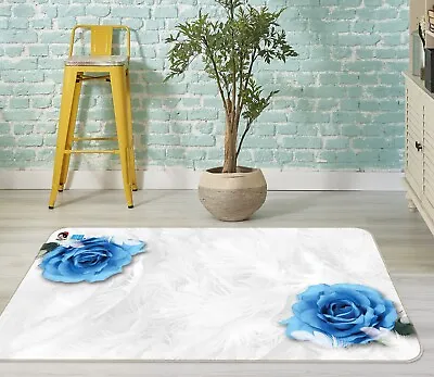 3D Noble Blue Rose ZHUA2381 Game Non Slip Rug Mat Photo Carpet Vera • $57.78