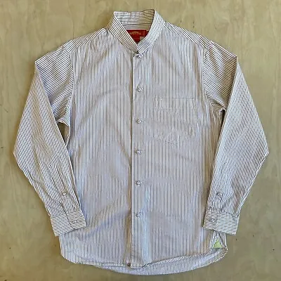 Shanghai Tang Button Up Shirt Stripe Cotton Frog Buttons Mandarin Collar White M • $65