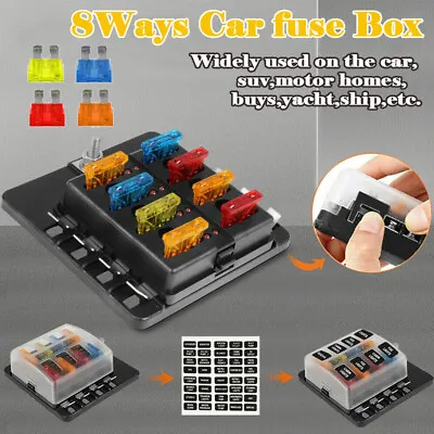 8 Way Blade Fuse Box Holder Block For Boat Van Car With LED Ligth Indicator 12V • $24.96